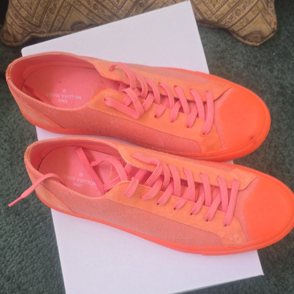 Brand New Louis Vuitton Women's Coral and Pink Low-Top Sneakers